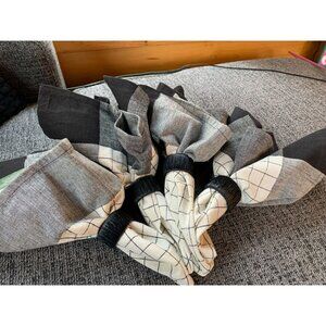 Set Of 4 Sonoma Plaid Checkered Cotton Napkins 18"x18" Claremont Black & White W